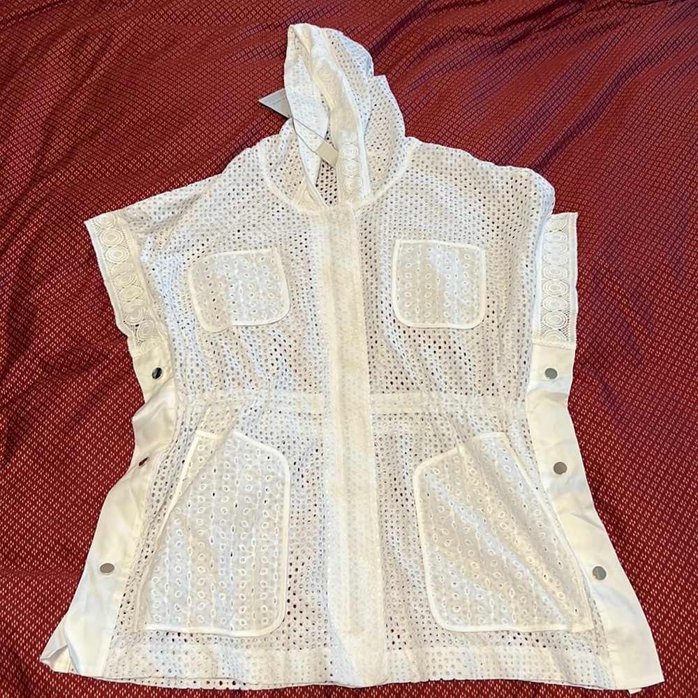 Chico’s Zenergy eyelet hooded  coverup top
